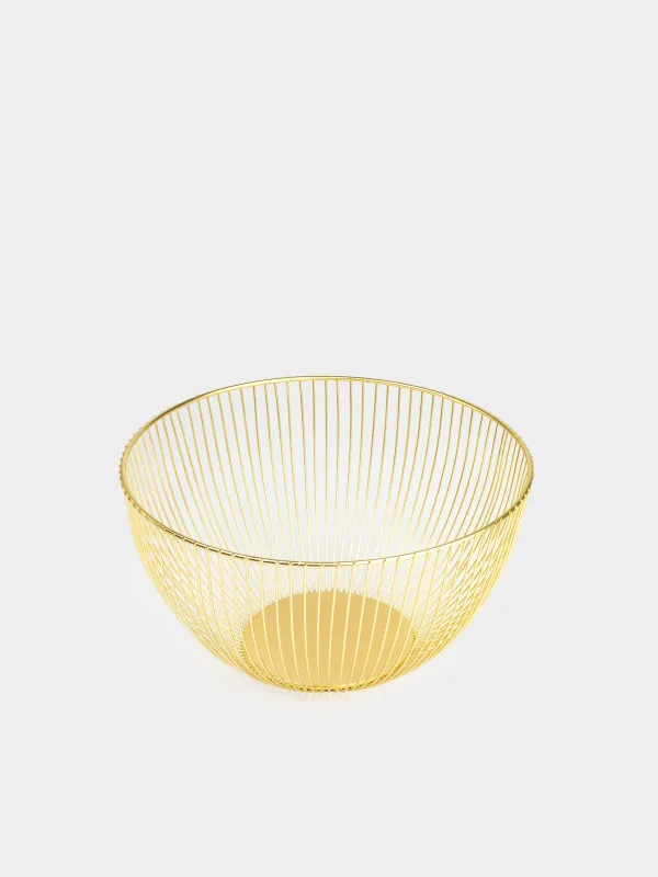 Корзина для фруктов, 25 см, металл, золотистая, Twist gold, image-1