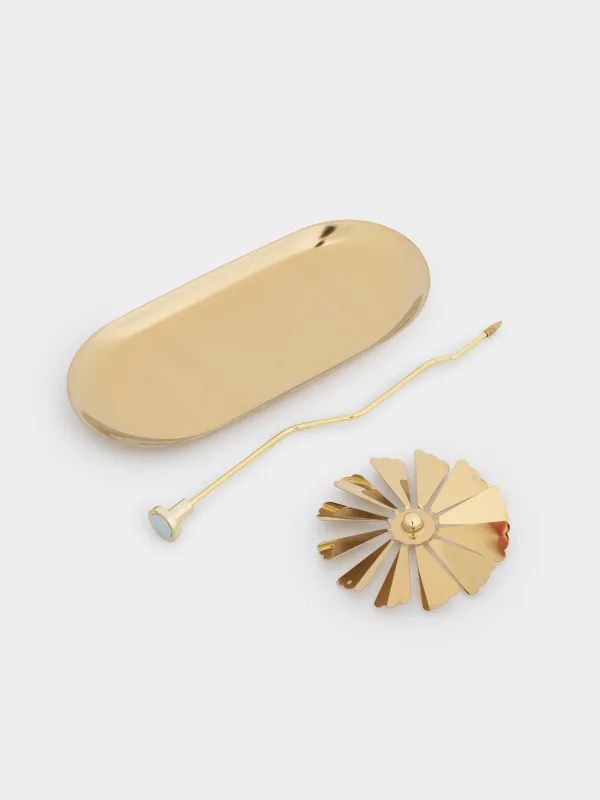 Подставка под свечу, 19 см, металл, овальная, золотистая, Елочки, Fantastic gold, image-4