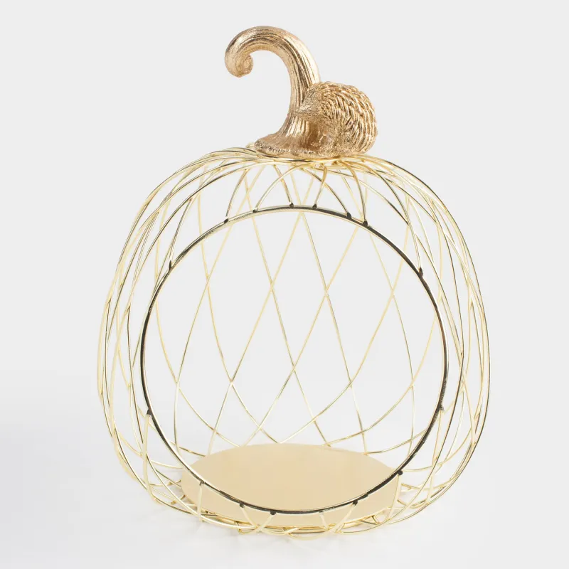 Корзина для фруктов, 24х24x26 см, металл/полирезин, золотистая, Тыква, Twist gold