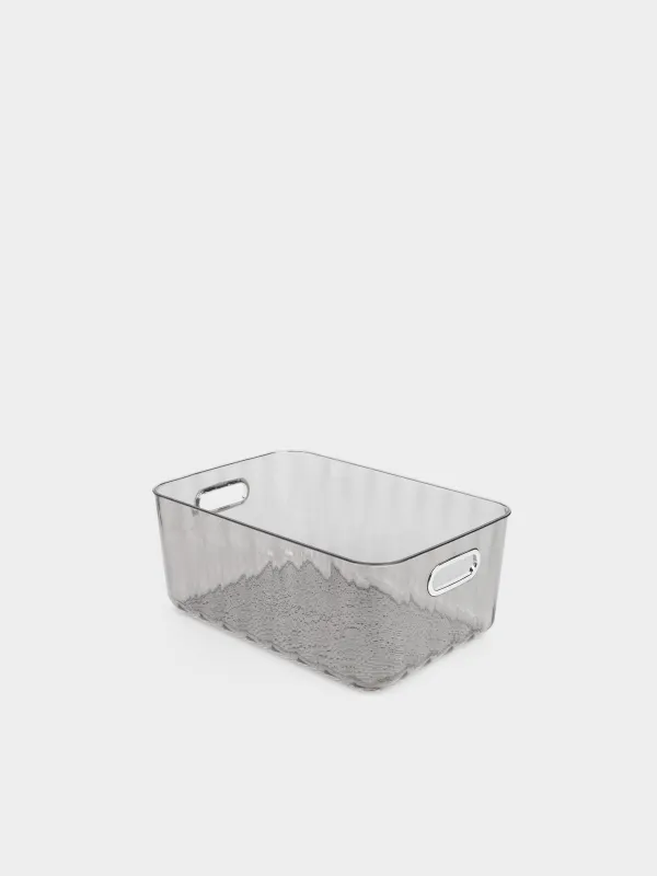 Ящик-органайзер, 30х21х13 см, с ручками, пластик, серый, Renaissance clear, image-2