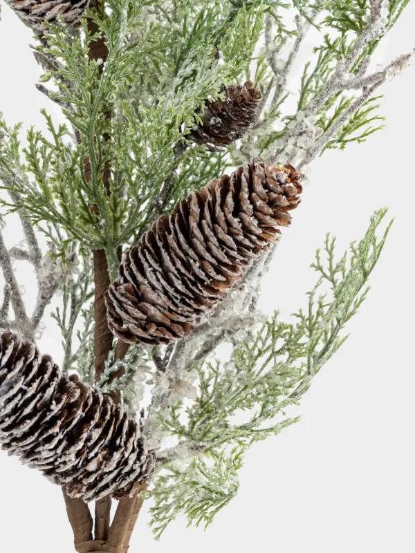 Ветка декоративная, 83 см, пластик/полиэстер, Серебристые ветви с шишками, Conifer decor, image-2