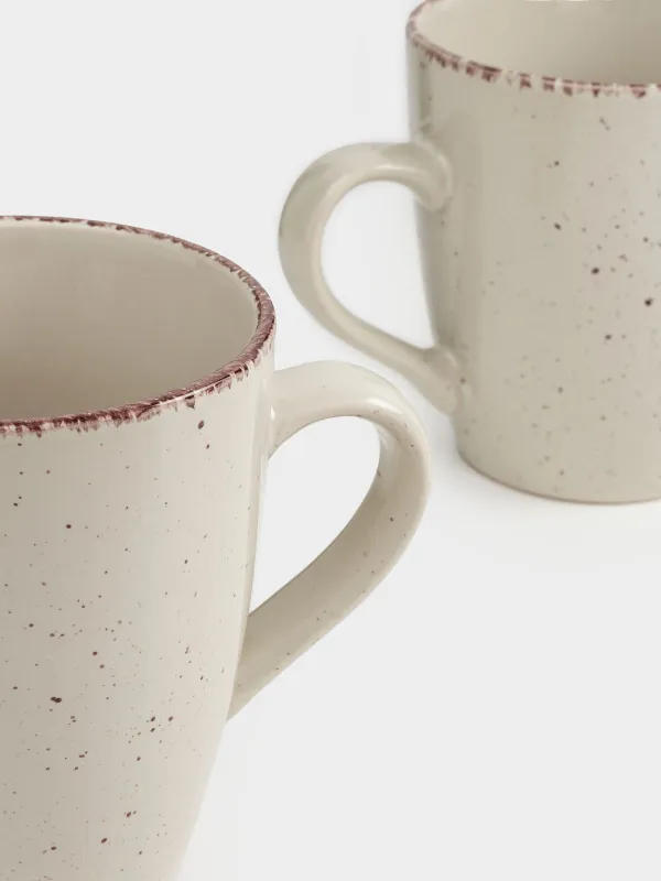Кружка, 400 мл, 2 шт, керамика, бежевая, в крапинку, Speckled, image-1