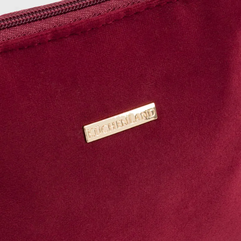 Косметичка, 22х14 см, с кисточкой, вельвет, бордовая, Velvety, image-2