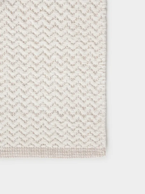 Коврик, 50х80 см, хлопок, молочно-бежевый, Зигзаги с люрексом, Shiny threads, image-4