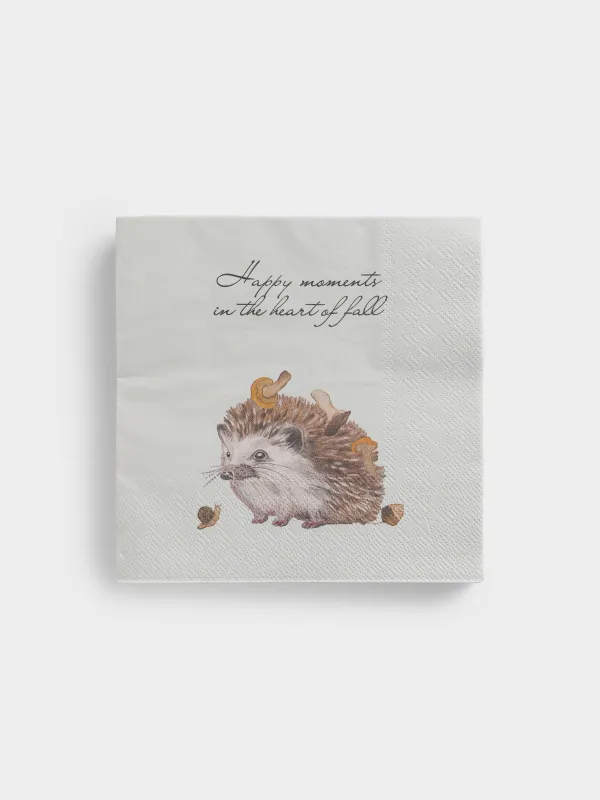Салфетки бумажные, 33х33 см, 20 шт, Еж, Forest hedgehog, image-0