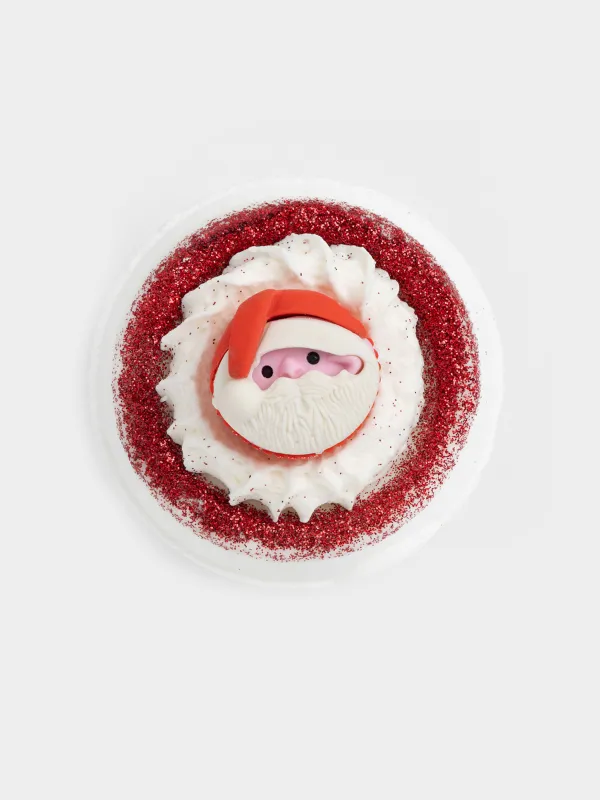 Бомбочка для ванны, 130 гр, с игрушкой, белая, Земляника, Санта, Christmas spa, image-0