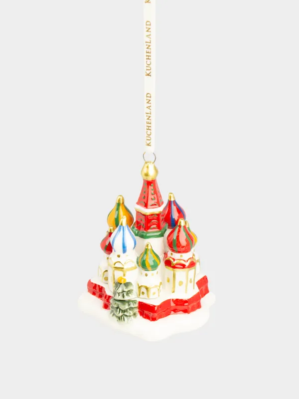 Игрушка елочная, 9 см, керамика, Собор Василия Блаженного, Figure christmas, image-1