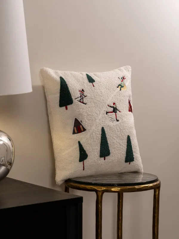 Подушка декоративная, 45х45 см, шерпа, молочная, Зимние забавы, Sherpa, image-8