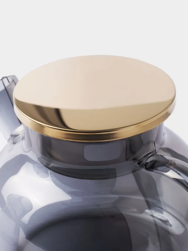 Набор чайный, 2 перс, 3 пр, стекло Б/сталь, серо-золотистый, Clear grey, image-2