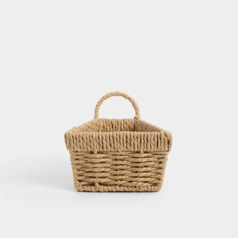 Корзина для хранения, 15х13 см, плетеная, с ручкой, целлюлоза, прямоугольная, Braided