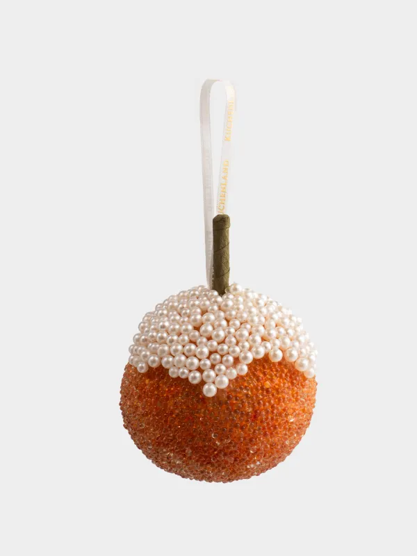 Игрушка елочная, 12 см, пенопласт/пластик, оранжевая, Апельсин с бусинами, Fruits, image-2