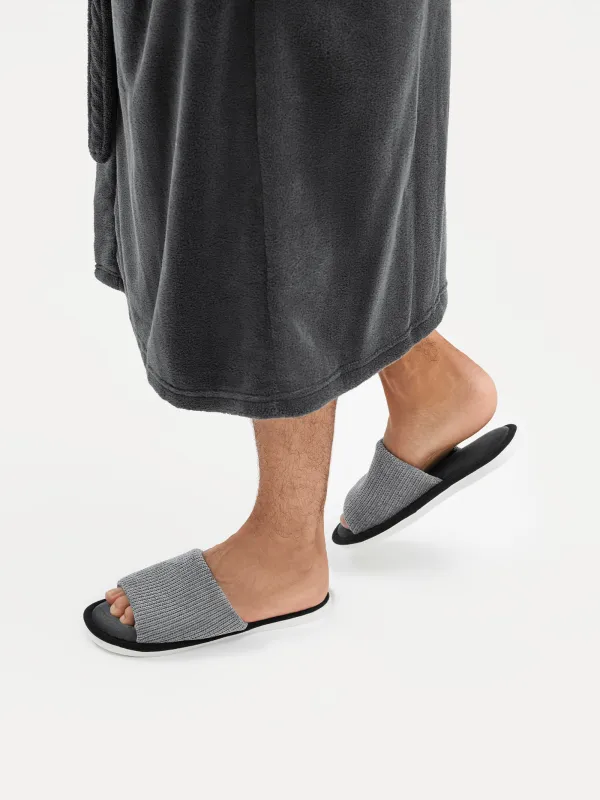 Тапочки мужские, домашние, шенилл/вельвет, темно-серые, Chenille, image-3