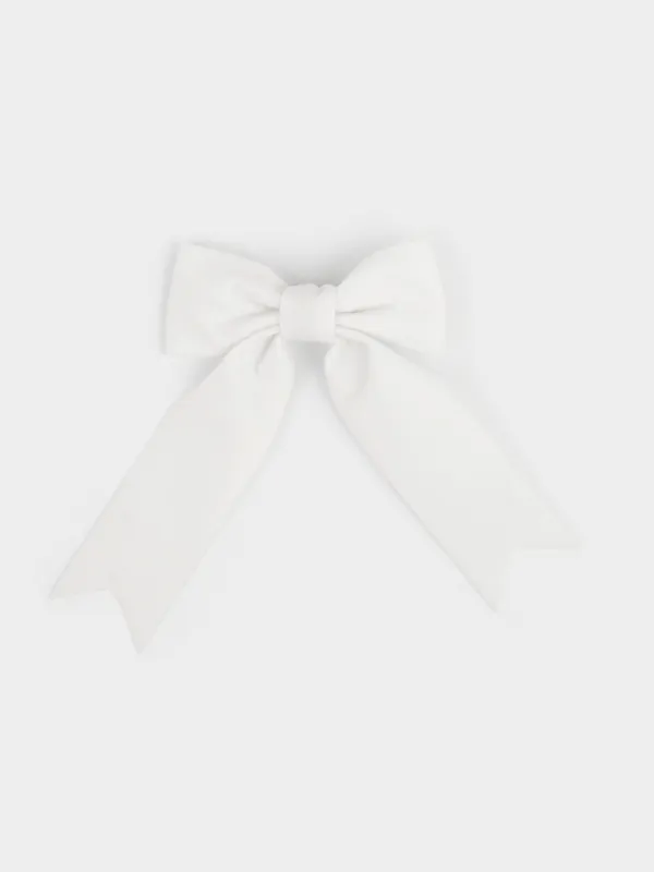 Украшение декоративное, 15х18 см, на клипсе, полиэстер, молочное, Бант, Bow velvet, image-0