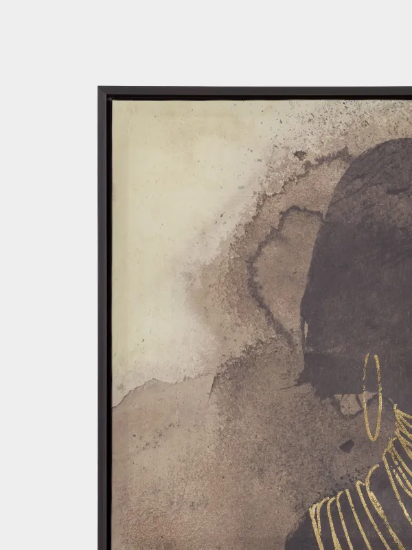 Картина в раме, 75х100 см, холст, коричнево-черная, Девушка с золотистой цепочкой, Abstract, image-1