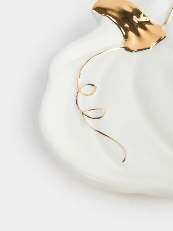 Блюдо, 15 см, керамика, молочно-золотистое, Тыква, Golden glow, image-2