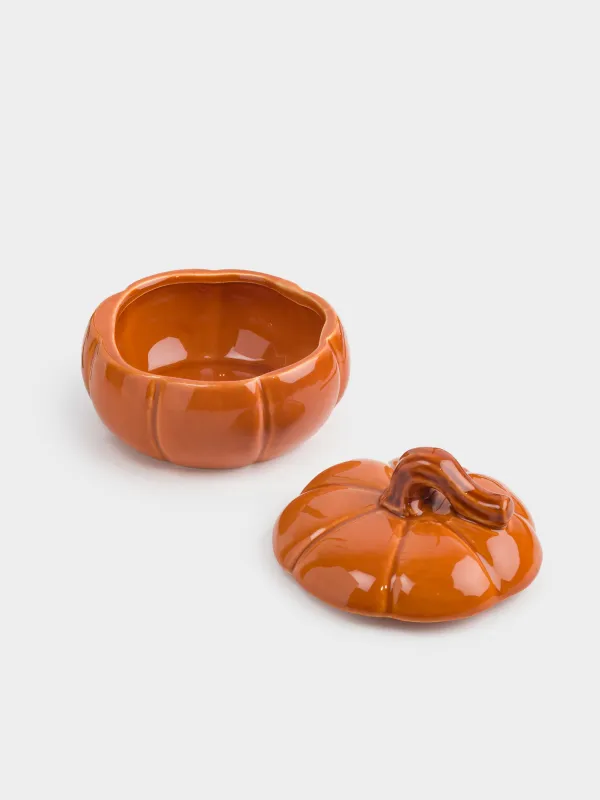 Емкость для хранения, 13х10 см, 390 мл, керамика, оранжево-коричневая, Тыква, Forest symphony, image-2