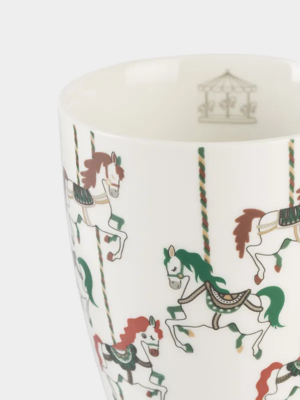 Кружка, 320 мл, фарфор N, белая, Лошадки на карусели, Horse carousel, image-2