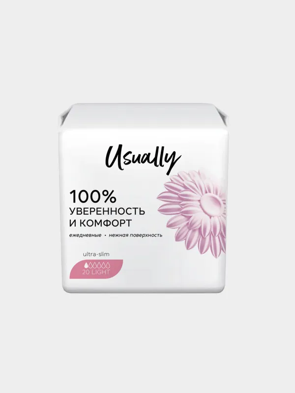Прокладки гигиенические, 15 см, 20 шт, ежедневные, Light, Usually, image-0