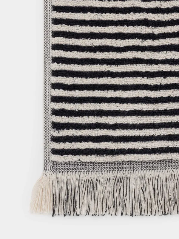 Полотенце, 40х60 см, хлопок, черно-бежевое, Полосы, Striped cotton, image-4