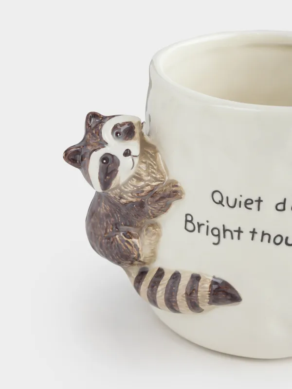 Кружка, 420 мл, керамика, молочная, Енот, Slight frost, image-4