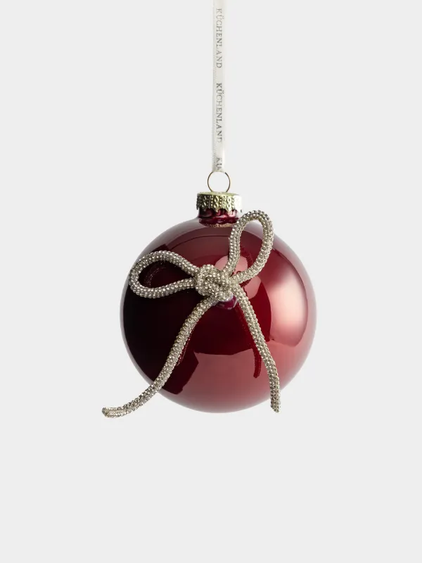 Игрушка елочная, 8 см, Шар с бантиком, Ball christmas, image-2