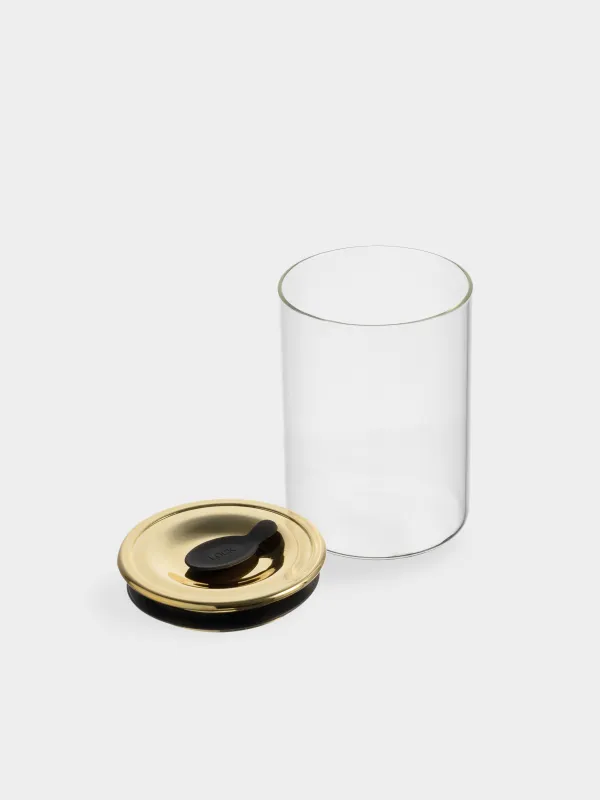 Банка для сыпучих продуктов, 750 мл, стекло Б/пластик, Золотистая крышка, Classic gold, image-2