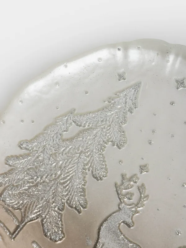 Блюдо, 20х2 см, стекло, молочно-бронзовое, Олень в лесу, Brumal, image-3