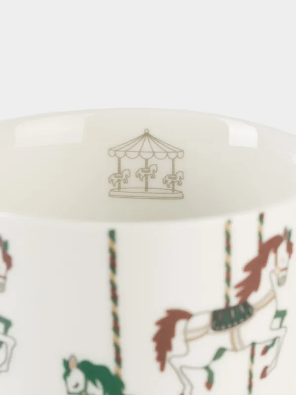 Кружка, 320 мл, фарфор N, белая, Лошадки на карусели, Horse carousel, image-3