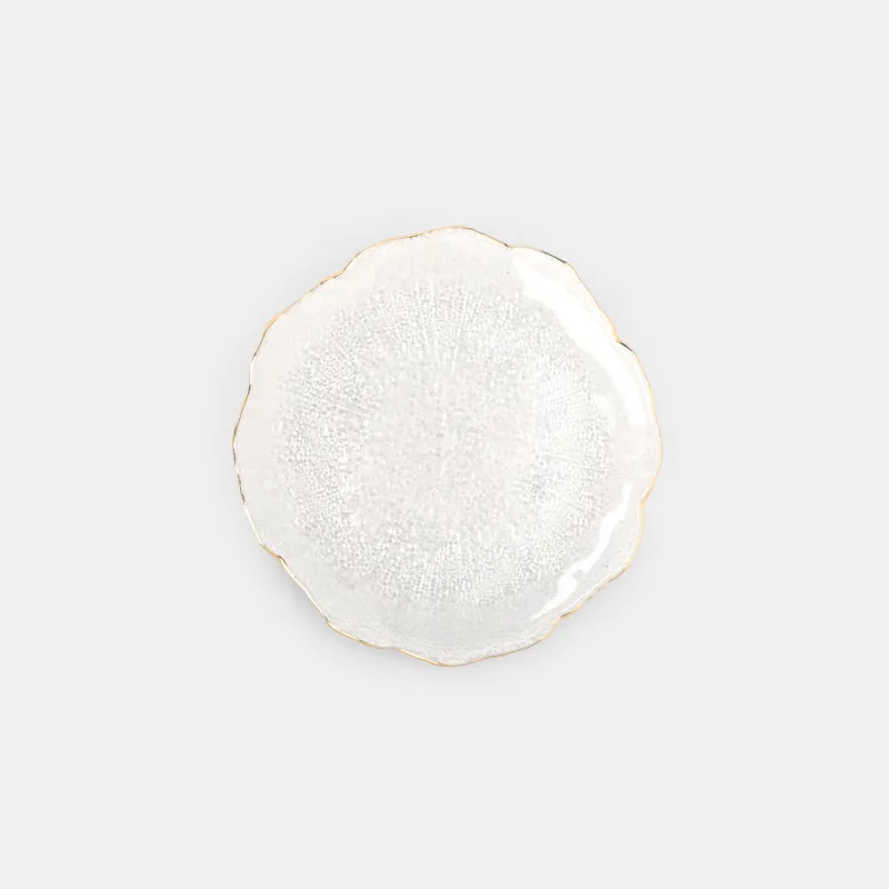 Тарелка закусочная, 21 см, стекло, с золотистым кантом, Berg