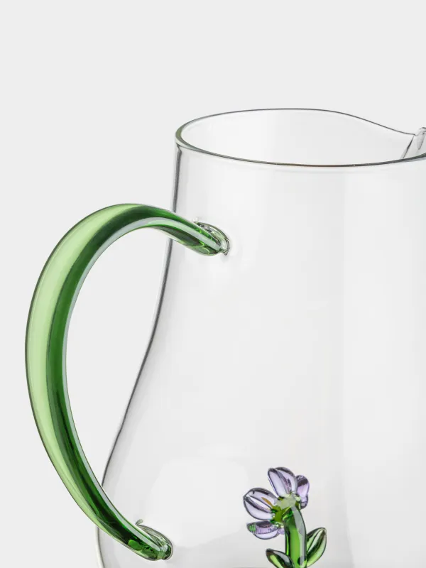 Кувшин, 1,6 л, стекло Б, зеленая ручка, Цветок, Shape, image-4