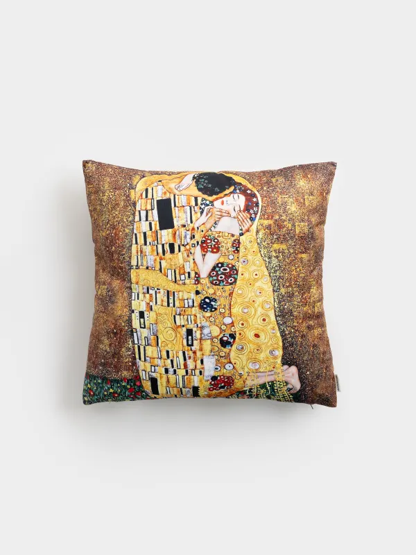 Подушка декоративная, 45х45 см, полиэстер, Поцелуй, Климт, Art поцелуй, image-0