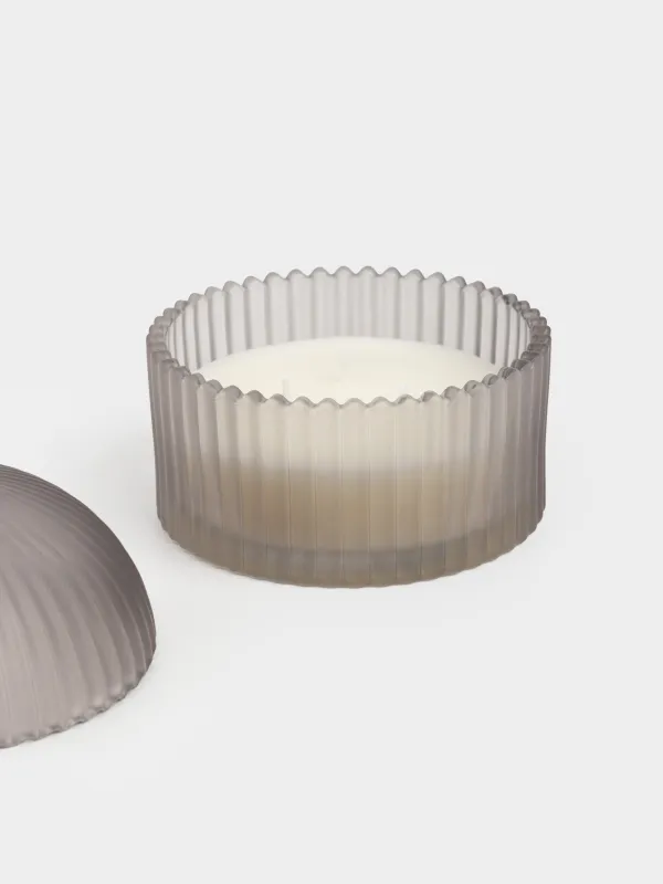 Свеча ароматическая, 11x13 см, в подсвечнике, с крышкой, стекло, серая, Leather Incense, Incense, image-2