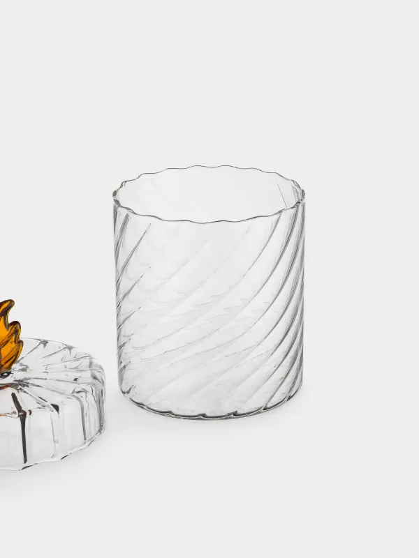 Емкость для хранения, 10х10 см, 560 мл, стекло Б, Янтарный лист, Naiad, image-3