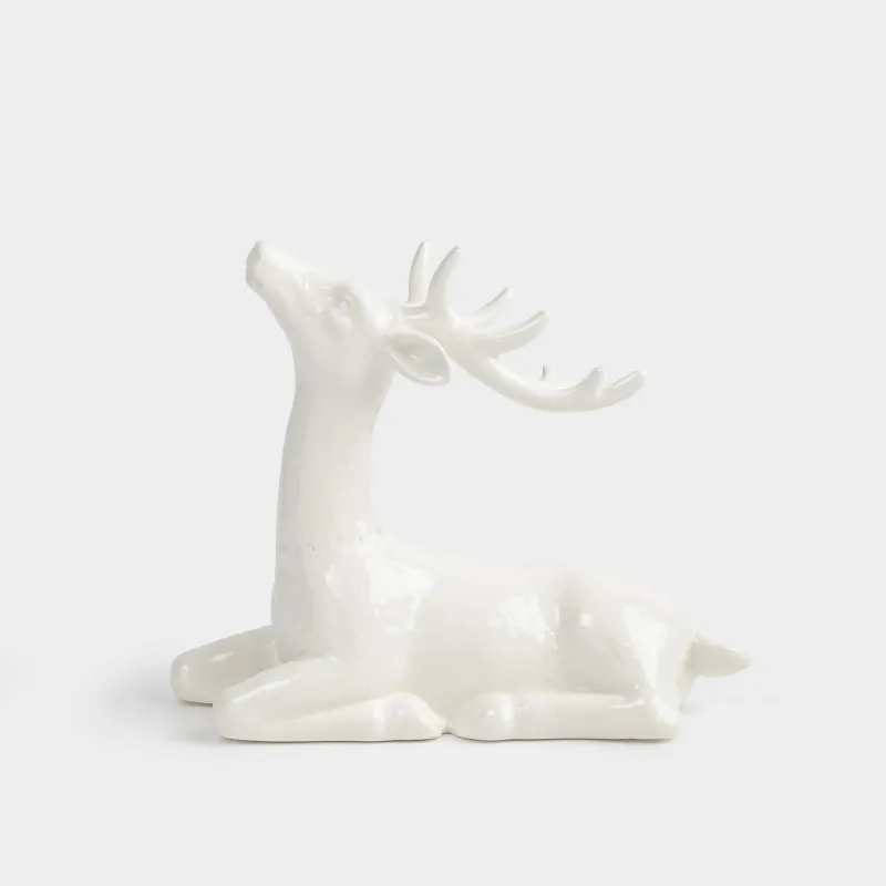 Статуэтка, 17 см, керамика, белая, Олень, Forest deers