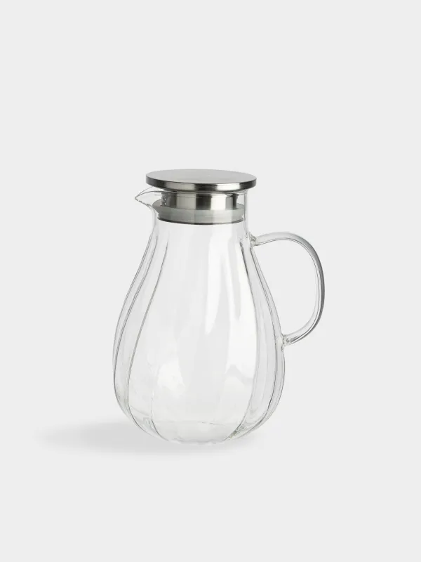 Кувшин, 1,8 л, с крышкой-фильтром, стекло Б/сталь, Ledge, image-0