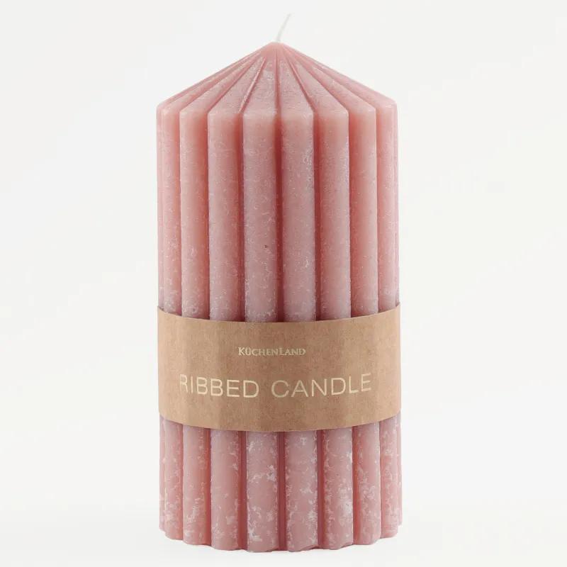 Свеча, 14 см, цилиндрическая, Ribbed candle, image-2