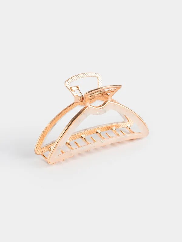 Заколка для волос, 10 см, акрил/металл, золотистая, Крабик, Glam, image-1