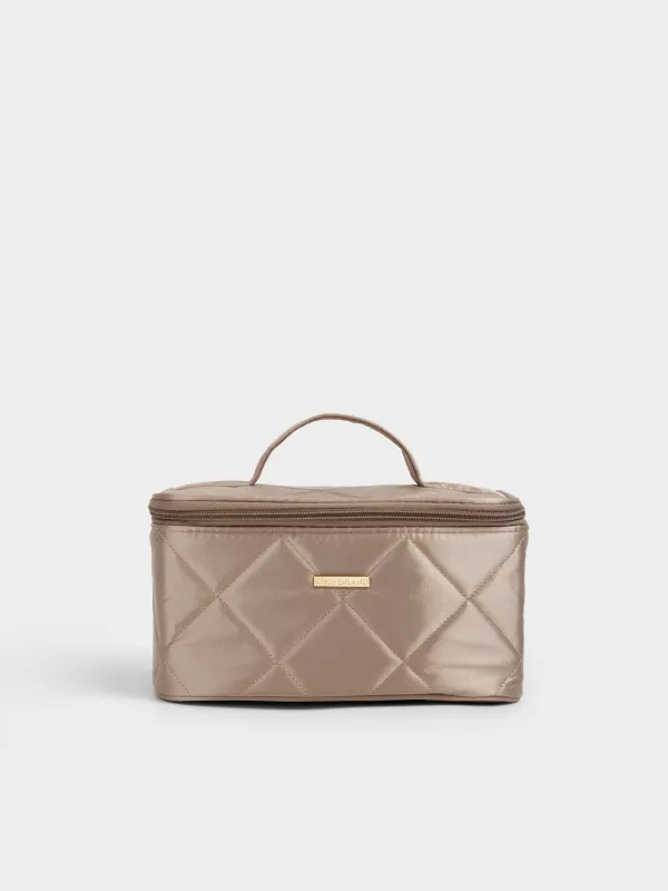 Косметичка, с ручкой, бежевая, Quilted silk, image-0
