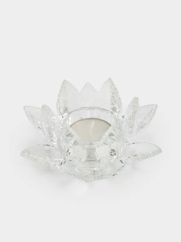 Подсвечник, 13 см, для чайной свечи, кристальное стекло, Лотос, Crystal flower, image-2