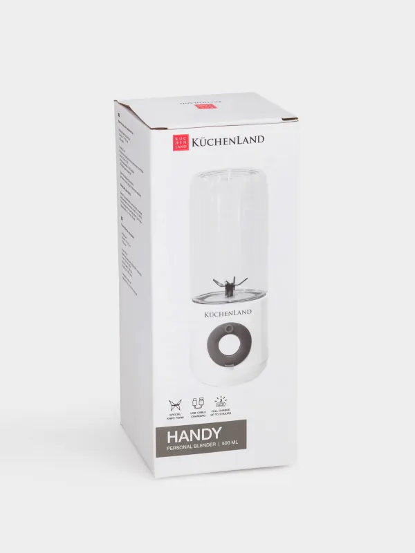 Блендер персональный, 500 мл, 35 Вт, портативный, заряжаемый, пластик/сталь, белый, Handy, image-5