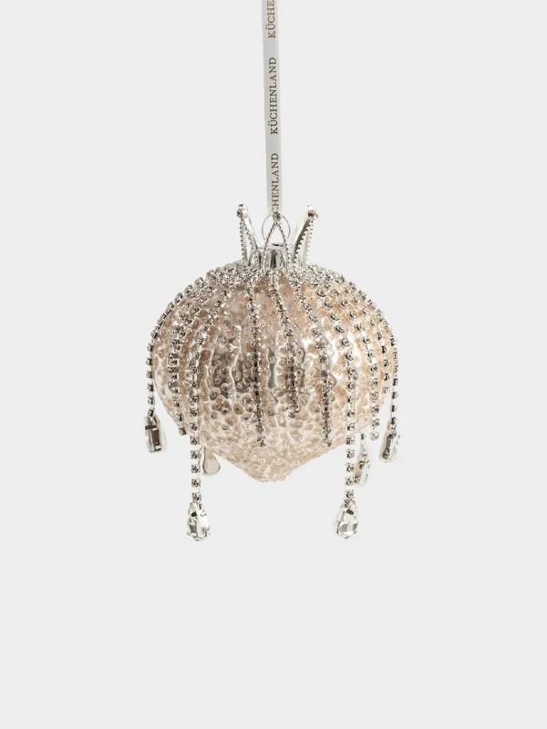 Игрушка елочная, 9 см, Шар с кристаллами, Ball crystal, image-1