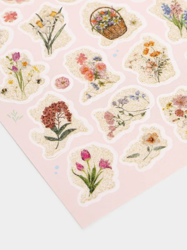 Набор наклеек для яиц, 17х10 см, 25 шт, пасхальный, ПВХ, Цветы, Easter decal, image-1