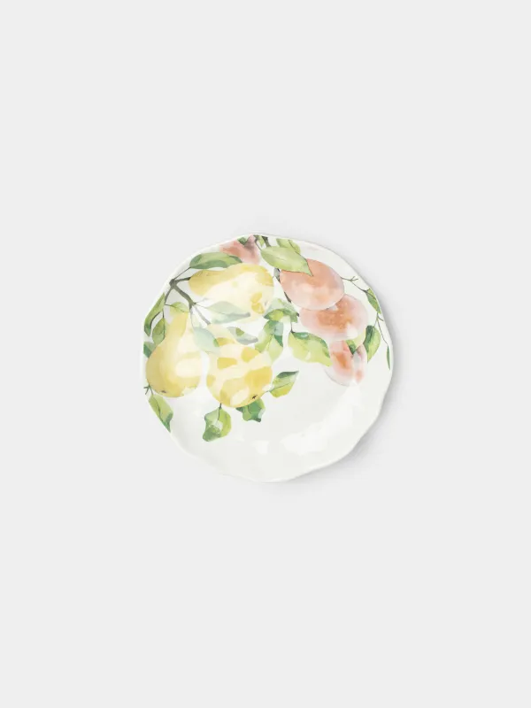 Тарелка закусочная, 23 см, Груши и сливы на ветке, Crumple print, image-0