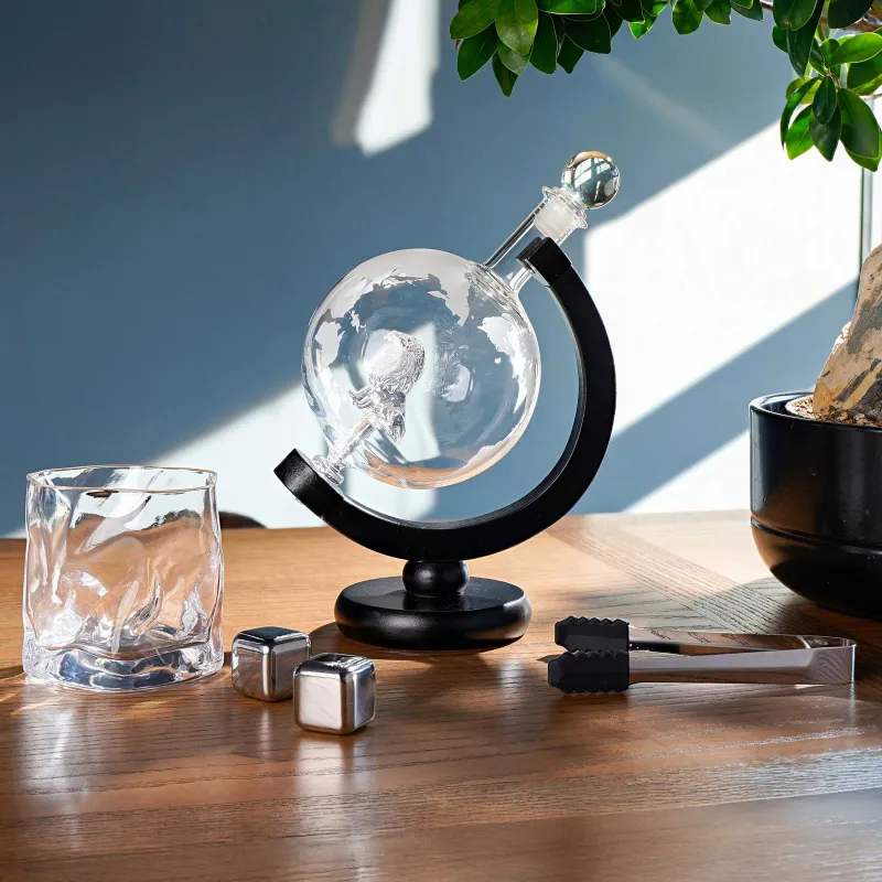 Графин, 650 мл, на подставке, стекло Б/дерево, Глобус со львом, Bar, image-6