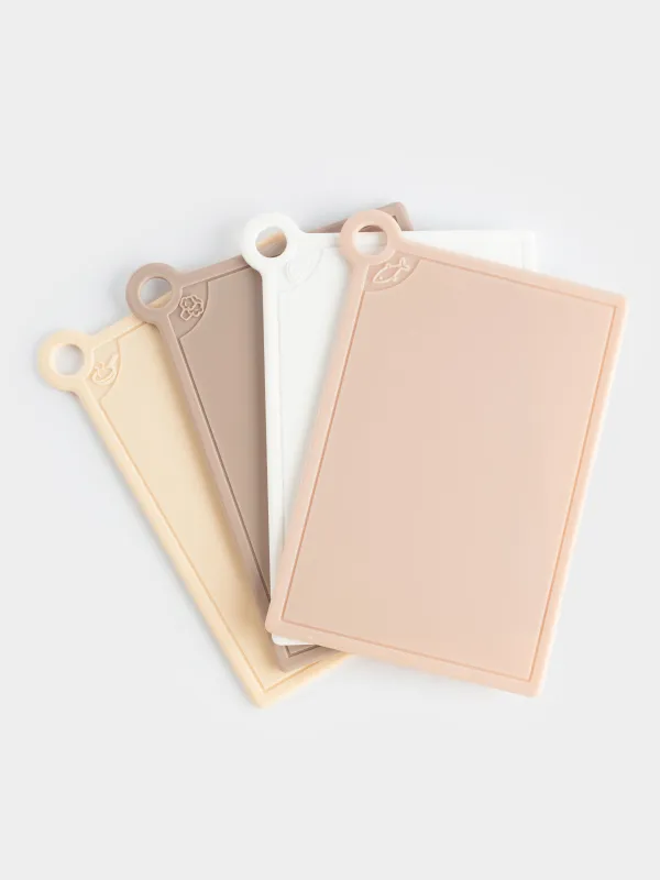 Доска разделочная, 35х32 см, 4 шт, в подставке, пластик, бежевый микс, Galori, image-4