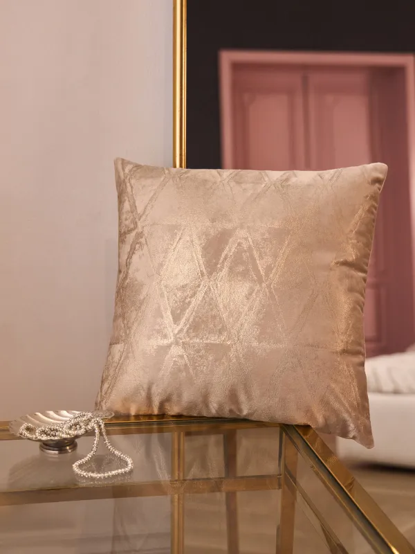 Подушка декоративная, 45х45 см, вельвет, бежевая, Золотистое напыление, Abstract, image-8