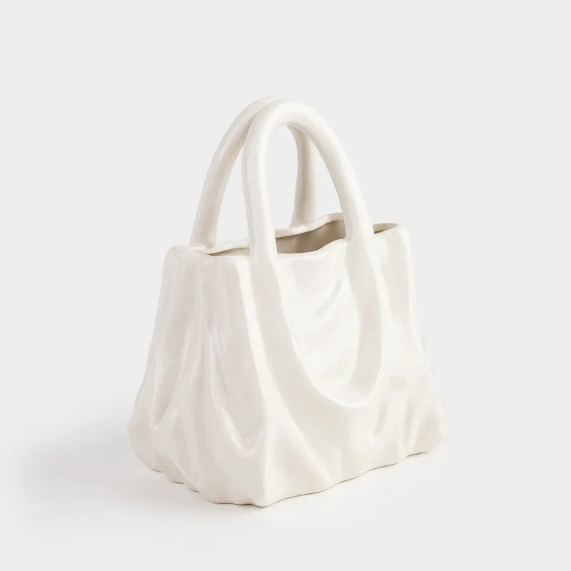 Ваза для цветов, 22 см, декоративная, с ручкой, Мятый эффект, Сумка, Crumple, image-2