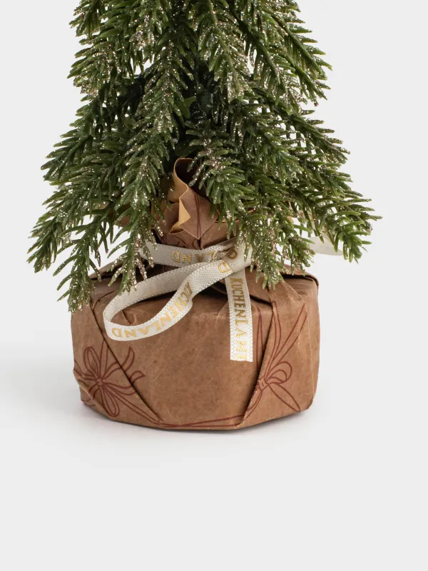 Ель искусственная, 15 см, в крафте, пластик/дерево, Ель с блестками, Conifer champagne, image-3