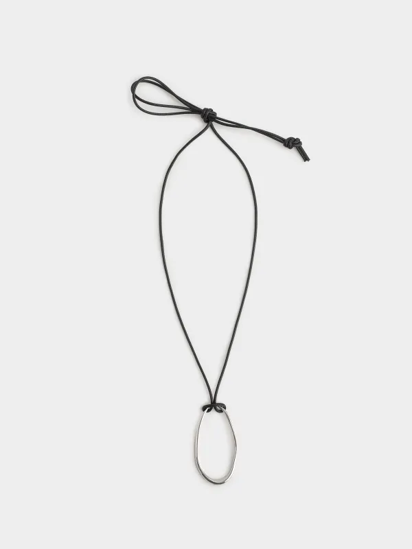 Цепочка-шнурок, 1 м, с подвеской, нейлон/металл, серебристая, Jewelry, image-0