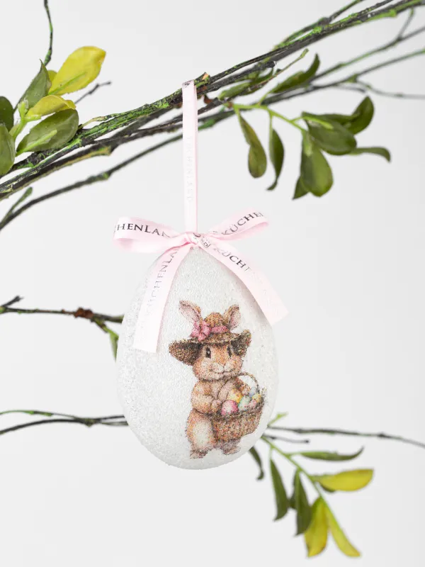 Подвеска, пасхальное яйцо, 10 см, пенопласт, Кролик с корзинкой, Easter, image-2